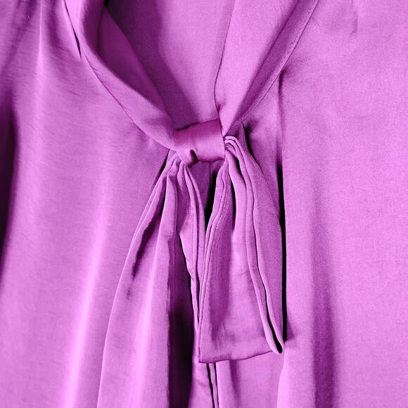 Violet & Claire Blouse Career Style Small Purple Sleeveless Attached Bow Tie - Picture 5 of 9